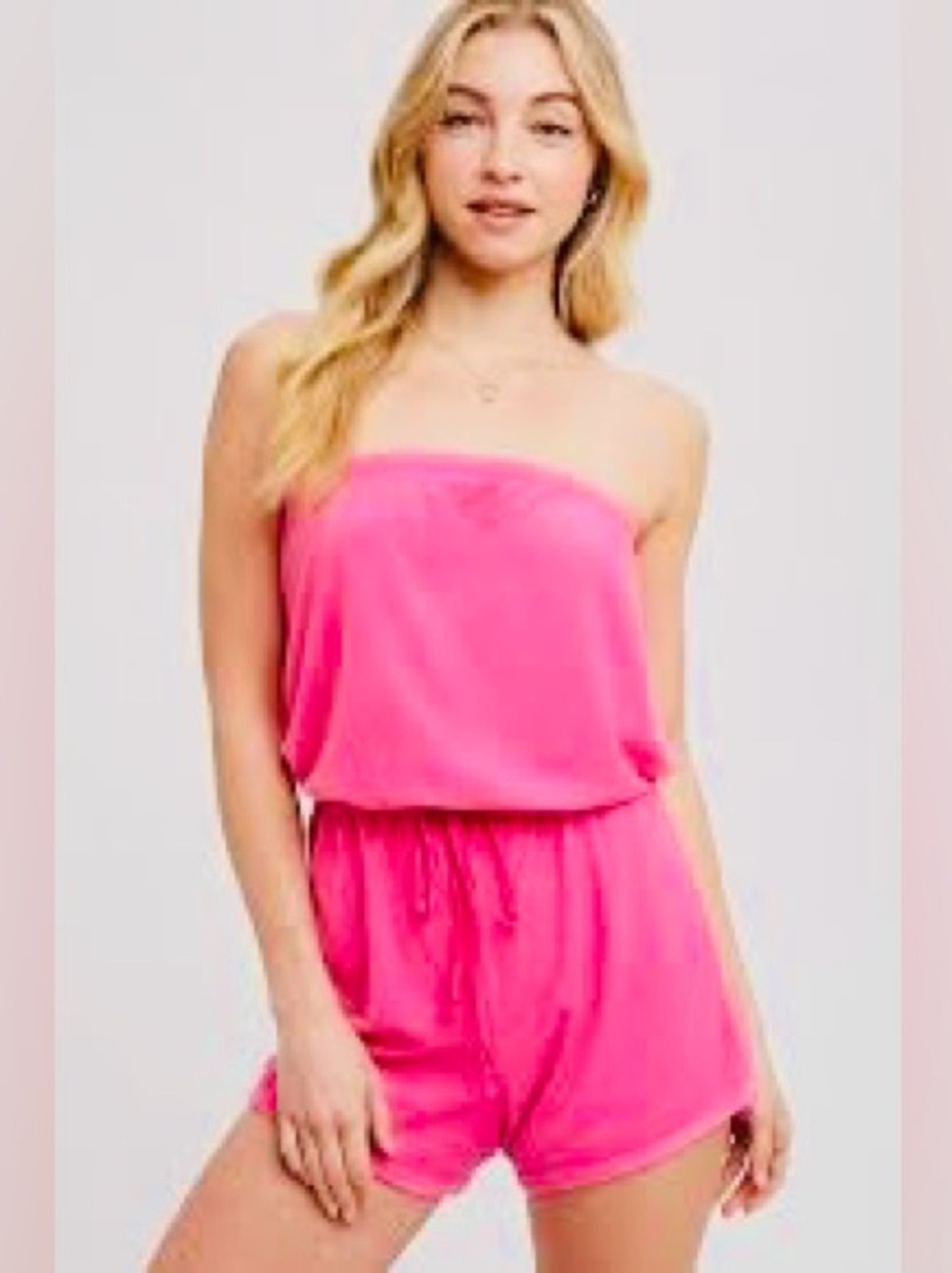 Calypso Hot Pink Terry Cloth Strapless Romper Women’s Large Tube Cover Up Y2K
